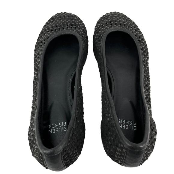 Eileen Fisher Black Perforated Flats Hidden Wedge Suede Leather 9 - Picture 9 of 10